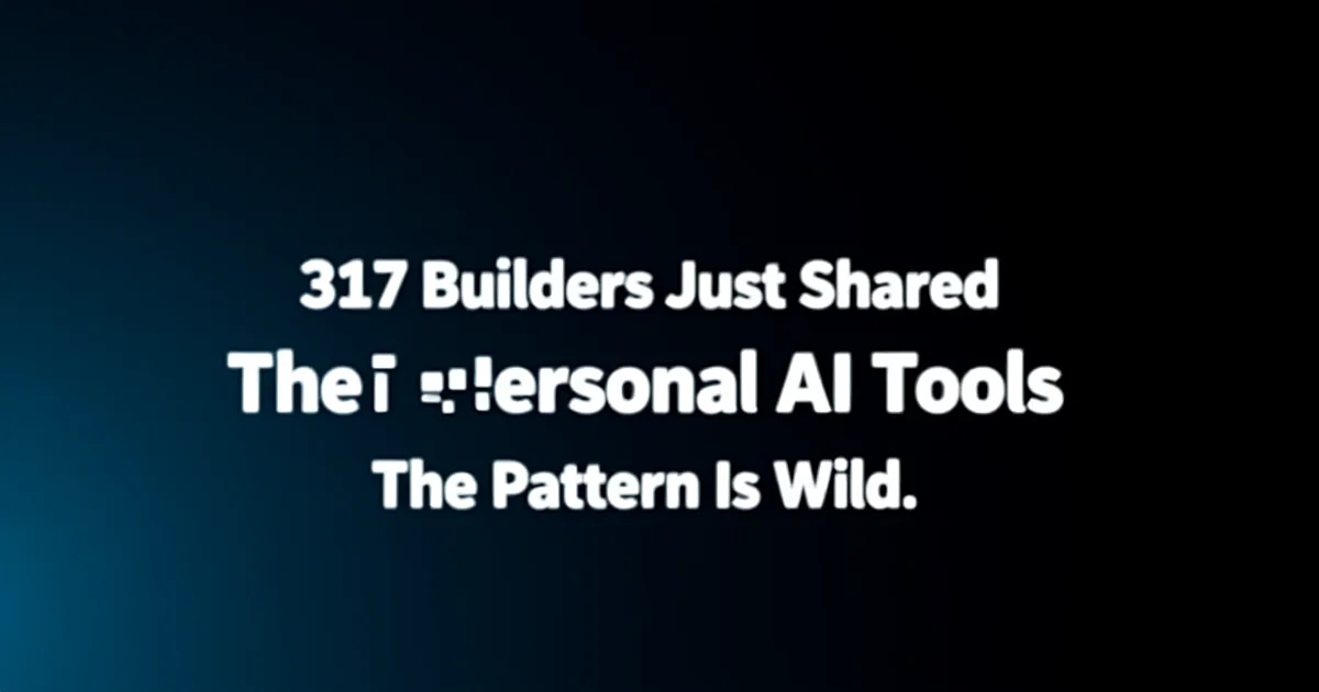 317 abstract builder avatars converging around a shared pattern of personal AI tool icons and connections