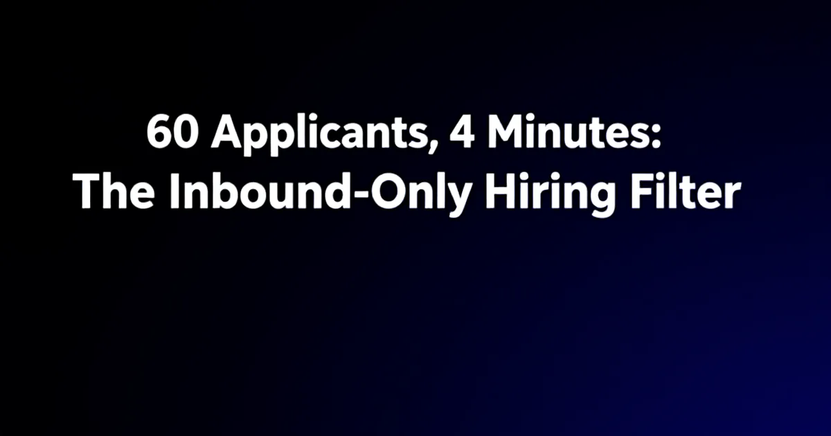 Abstract tech illustration: 60 Applicants, 4 Minutes: The Inbound-Only Hiring Filter
