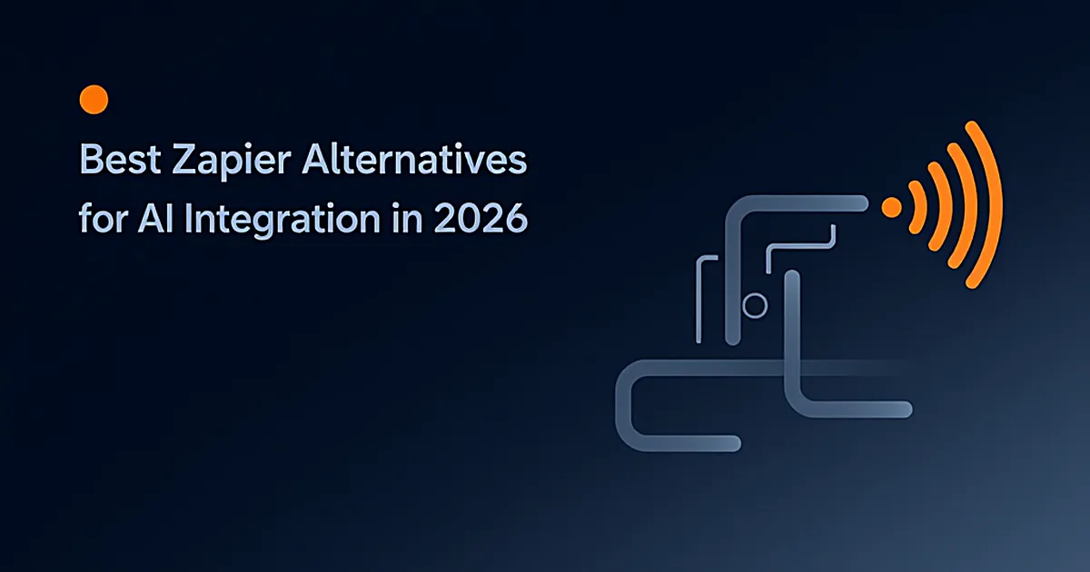Developer at a laptop building an automation workflow, illustrating Zapier alternatives for AI integration