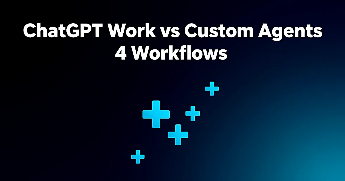 Abstract tech illustration: ChatGPT Work vs Custom Agents: 4 Workflows, Honest Verdict