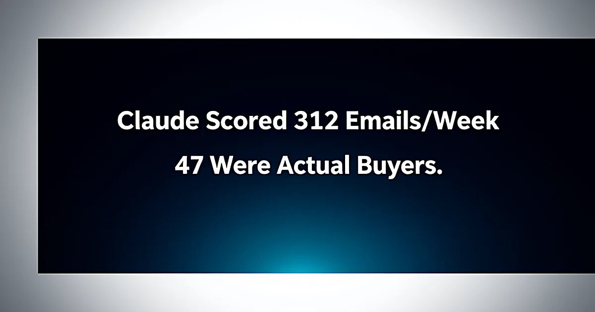Abstract tech illustration: Claude Scored 312 Emails/Week. 47 Were Actual Buyers.