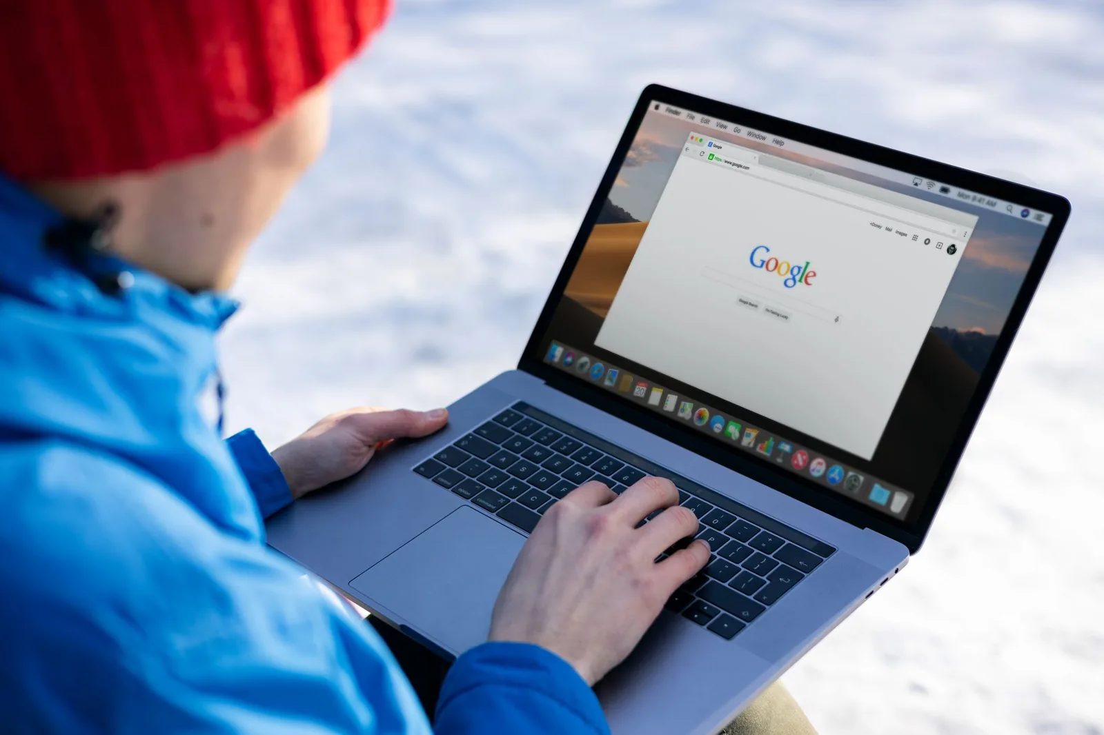 Developer reviewing search results on laptop screen while auditing leaked shared AI chat conversation links