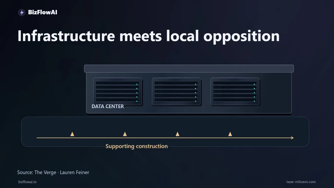 Abstract tech illustration: Data Center Backlash: Build AI Workflows That Can Wait