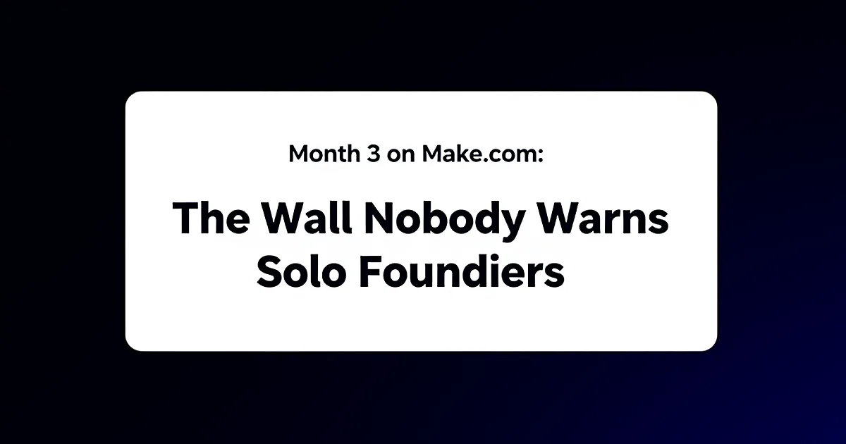 Abstract tech illustration: Month 3 on Make.com: The Wall Nobody Warns Solo Founders