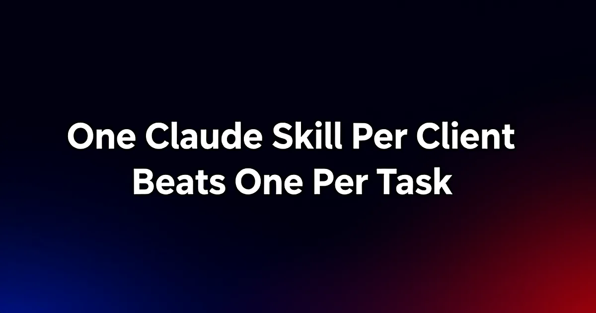 Abstract tech illustration: One Claude Skill Per Client Beats One Per Task