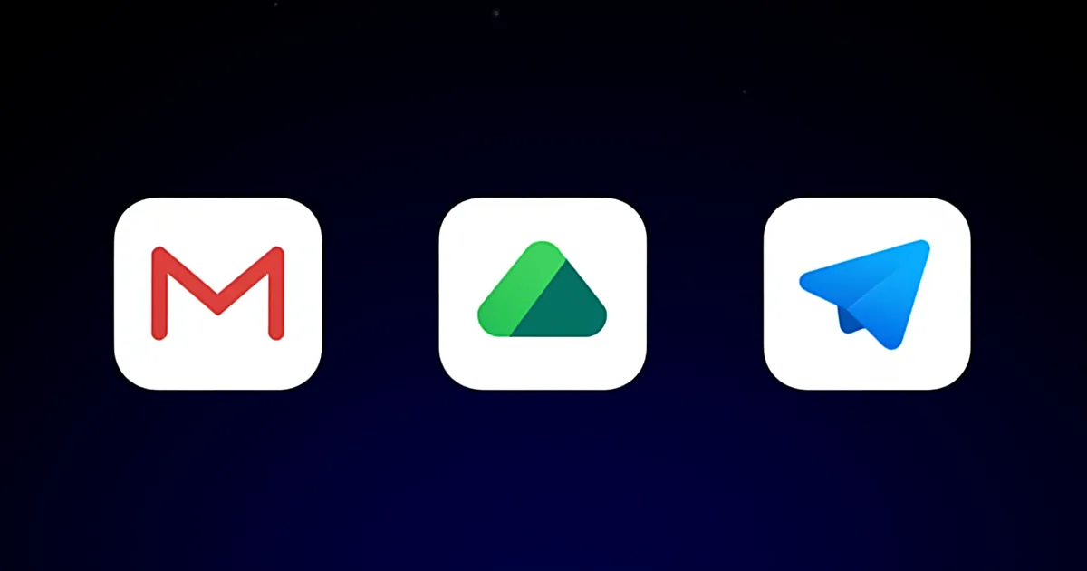 Abstract tech illustration: Record a Skill Across Gmail, Drive, Telegram — 3 Tools