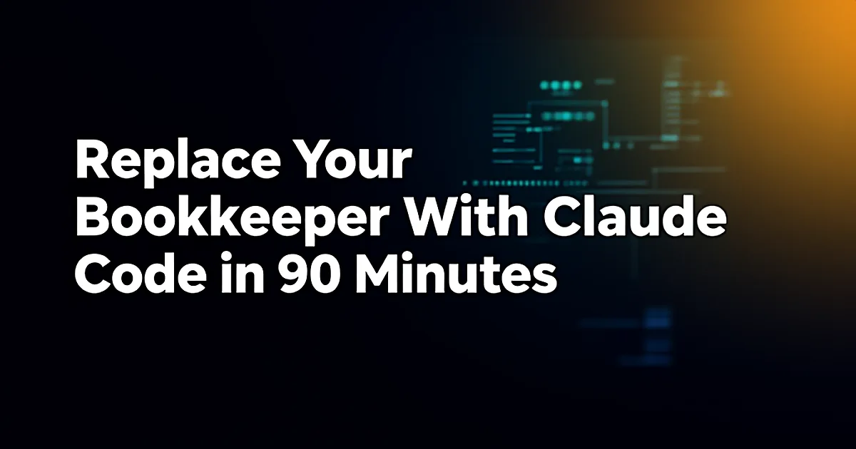 Abstract tech illustration: Replace Your Bookkeeper With Claude Code in 90 Minutes