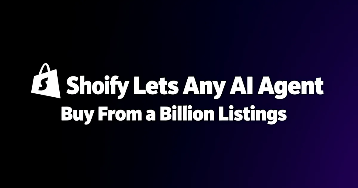 Abstract tech illustration: Shopify Lets Any AI Agent Buy From a Billion Listings