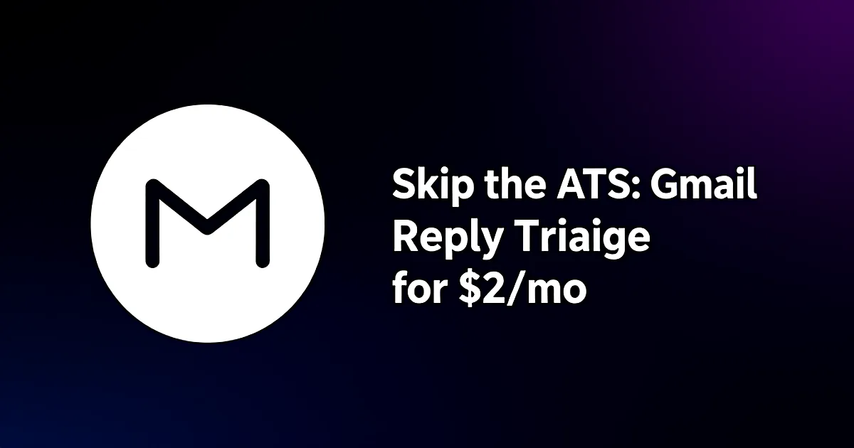 Abstract tech illustration: Skip the ATS: Gmail Reply Triage for $2/mo