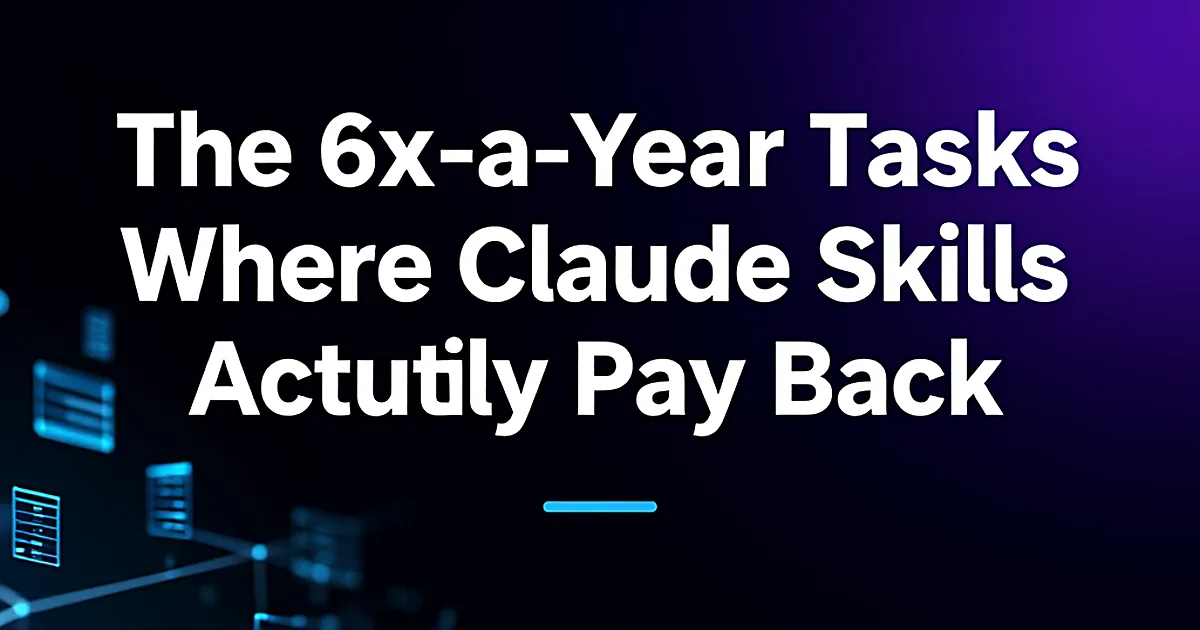 Abstract tech illustration: The 6x-a-Year Tasks Where Claude Skills Actually Pay Back