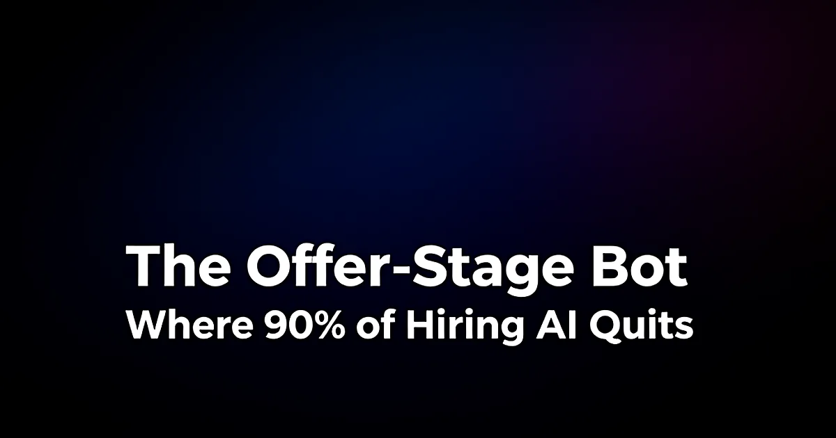 Abstract tech illustration: The Offer-Stage Bot: Where 90% of Hiring AI Quits